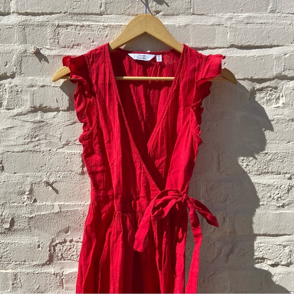 & Other Stories | Red Swiss Dot Crepe Wrap Dress | Size 2 - Picture 2 of 11
